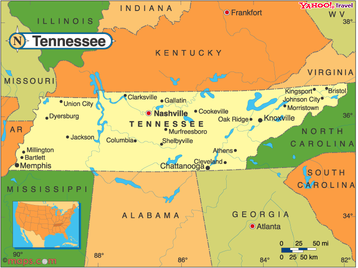 Tennessee Map from Tennessee Trivia